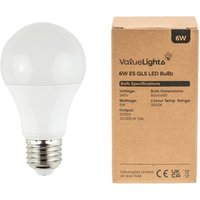 4 Pack E27 White Thermal Plastic GLS LED 6W Warm White 3000K 500lm Light Bulb - White