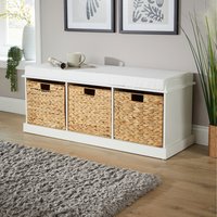 Lapworth Hallway Storage Bench with Wicker Drawers - White / 3