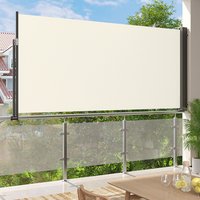 Outdoor Retractable Side Awning Sunshade Blind - Beige White / 140cm