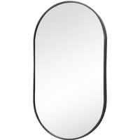 Oval Metal Frame Wall Mirror - Black