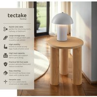 Side Table Sisi, Round, Solid Wood Legs, Rustic Look - Light Oak