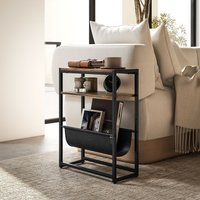 HOMCOM Industrial Narrow Side Table with 3 Tier Storage - Rustic Brown