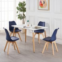 Lorenzo Halo Dining Set with a Table and Chairs Set of 4 - Blue