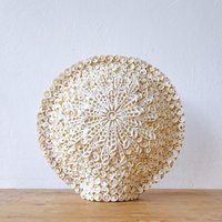 Boho Sea Shell Lamp Large Round Cut Art Shell Decor - Brown