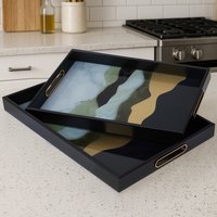 Celina Set Of Two Assorted Colour Rectangular Trays - Black