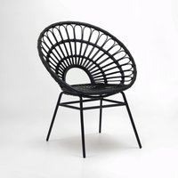 Java Black Natural Rattan Flared Back Chair - Brown