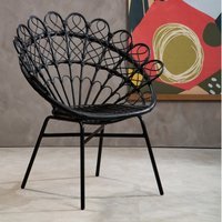 Java Black Natural Rattan Peacock Chair - Black
