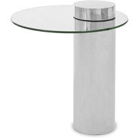 Oria Clear Glass Silver Base Side Table - Silver