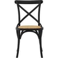 Lyon Black Oak Wood and Rattan Dining Chair - Black