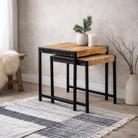 Toivakka Nesting Side Tables Reclaimed Wood and Metal Set of 2 - Brown