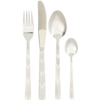 Avie 16 Piece Etched Deco Cutlery Set - Silver