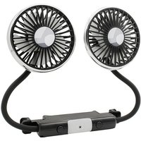 Car Dual Head Fan with Flexible Neck USB Type-C - Black