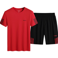 Men's Sport Short Sleeved Top and Short Set - RED / 72cm