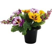 Artificial Pansy Remembrance Grave Pot - Multicolour