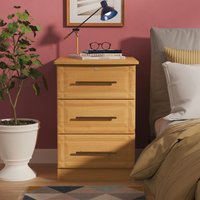 Faye Ready Assembled 3 Drawer Bedside Cabinet - with Lock - Modern Oak