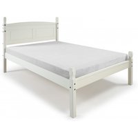 Corona White 4ft6 Double Low End Bed Frame Solid Wood Pine Wooden Painted 4'6" - Distressed White Wax