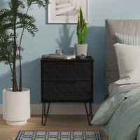 Harlequin Ready Assembled 2 Drawer Bedside - Black Ash
