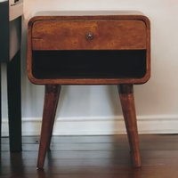 Solid Wood Curve Open Slot Chestnut Bedside - Chestnut