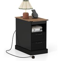 Narrow Side Table with Open Shelf