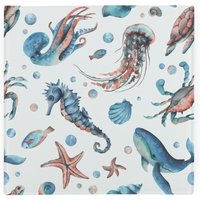 Sea Life Glass Hot Pot Stand - Heat Resistant Non-Slip Trivet - Blue