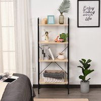 HOMCOM 4 Tier Minimalistic Shelf Unit - Natural wood