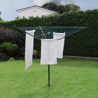 JVL 3 Arm Powder Coated Steel Rotary Airer - 45m Drying Space - Charcoal
