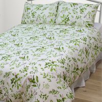 Herb Garden Duvet Cover Set Floral Leaves Green Purple Pink - Multi / Double