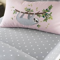 Sloth Fitted Sheet Set - Pink/Grey