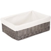 Antique Wash Finish Wicker Tray - Grey / 47cm