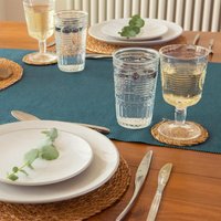 7pc Cotton Fabric Placemats Table Runner Set - Denim Blue