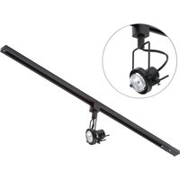 1m Track Light Kit with Greenwich Spotlight Heads and LED Bulbs - Black / 1