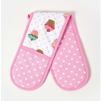 Cotton Cupcakes Pink Blue Double Oven Glove - Pink