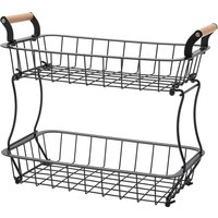 2 Tier Wire Fruit Basket For Fruit or Produce - Black