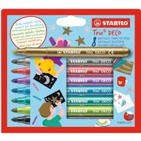 Metallic Felt-Tip Pen - STABILO Trio Deco - Pack of 8 - Multi-colour