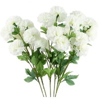Pack of 6 x Artificial Carnation Stem - 24 Flowers - White Carnation