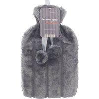 KH Faux Fur Hot Water Bottle - Charcoal
