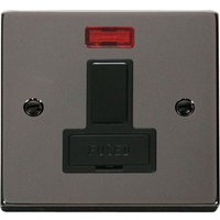 Black Nickel 13A Fused Connection Unit Switched With Neon - Black Nickel