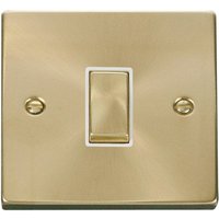 Satin Brushed Brass 10A 1 Gang 2 Way Ingot Light Switch - White