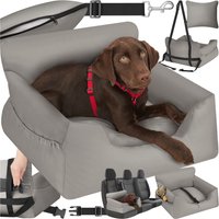 Dog Car Seat Milow - Safety Leash, 2 Fastening Straps, Thick Padding - Grey