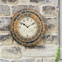 Outdoor Mosaic Wall Clock - Brown,Grey,Black