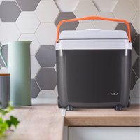 VonShef 28L Electric Cool Box, Insulated Hot Cold Cooler with Wheels - Dark Grey
