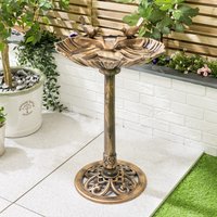 Clam Shell Pedestal Bird Bath - Bronze