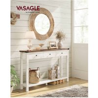 VASAGLE Farmhouse Console Table with Drawers - White