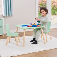 Kids Green Table and Two Chairs Set - Green