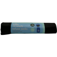 Pack of 10 Drawstring Refuse Sacks 70L