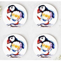 Puffin Coasters - Blue