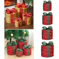 4pcs Christmas Gift Box LED Decorations - Red