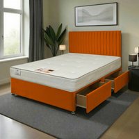 Emily Plush Bed Set With Mattress And 54" Headboard - Orange / Single