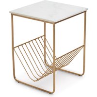 Mandoli White Marble Rack Side Table - White
