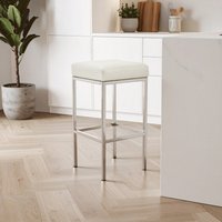 Baina White And Chrome Finish Bar Stool - White